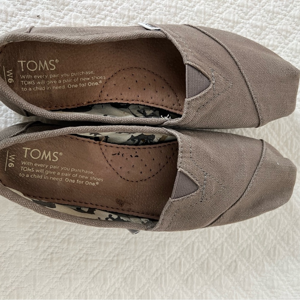 TOMS Gray Canvas Slip-On Shoes